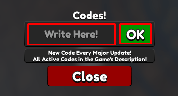 Kingdom of Magic Tycoon enter codes box and ok button