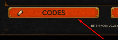 The CODES button in BitShinobi