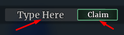 Type Here box and Claim button to redeem codes in Wizard Alchemy