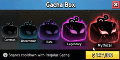 The fruit gacha in Blox Fruits