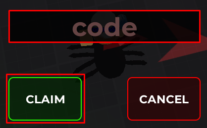 Orbs enter codes box and claim button