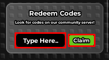 Noob Wars enter codes box and claim button
