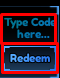 The "Type Code here" box and Redeem button in Titan Tower Defense
