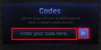 Sword Randomizer enter codes box and redeem button