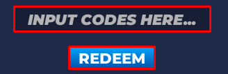 Sledding Game enter codes box and redeem button