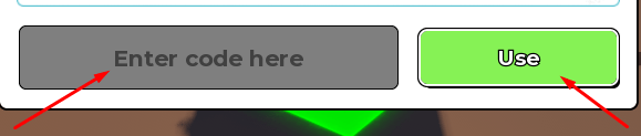 The Enter code here box and Use button in Infinite Fishing Simulator