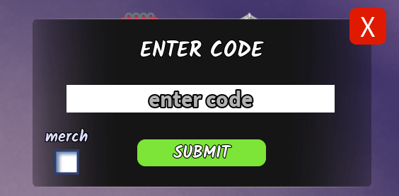 The code redemption box in 99 Nights in the Forest