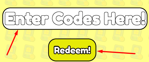 The Enter Codes Here! box and Redeem! button in Rasengan Simulator