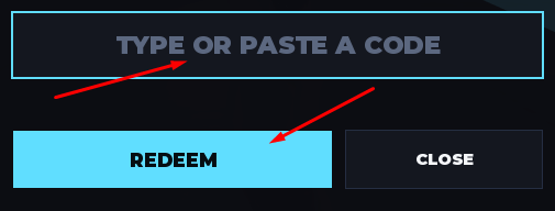 TYPE OR PASTE A CODE box and REDEEM button to redeem codes in Skate Tree