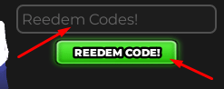 Redeem Codes! box and REDEEM CODE! button to redeem codes in Anime Astral Simulator