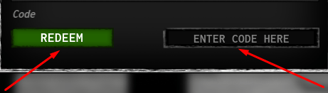 The ENTER CODE HERE box and REDEEM button in BloxNote