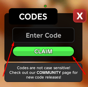 The Enter Code box and Claim button in Military VS Aliens 2