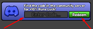The Enter Code... box and Redeem button in Treasure Incremental