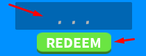 The empty code box and REDEEM button in OG Saber Simulator