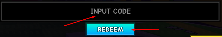 INPUT CODE box and REDEEM button to redeem codes in Be an Admin
