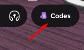 The "Codes" button in Better Roblox Game