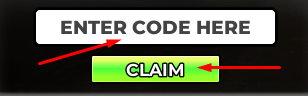ENTER CODE HERE box and CLAIM button to redeem codes in Cowboy Duels