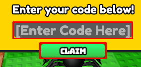 Enter Brainrot enter codes box and claim button