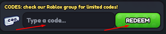 Type a code box and REDEEM button to redeem codes in Bunker vs Verity