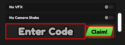 Titan Fishing enter codes box and claim button