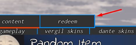 The redeem button in Vergil Game