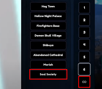 Anime Last Stand Soul Society Infinite mode button