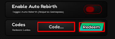 Sorcerer Tycoon enter codes box and redeem button