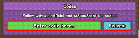 Cart Slide Chaos enter codes box and redeem button