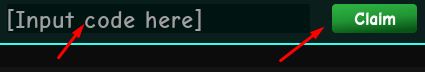 The "Input code here" box and Claim button in Risky Offroad Driving