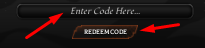 The "Enter Code Here" box and REDEEM CODE button in Paradox