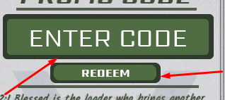 The ENTER CODE box and REDEEM button in CAT DEFENSE