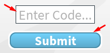 The "Enter Code" box and Submit button in Tiny Town 2