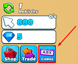 Tap Simulator codes button