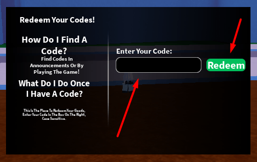 The Enter Your Code box and Redeem button in Bizarre Hijinks