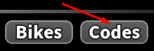 Codes button in Night Rider