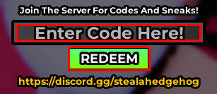 Steal a Hedgehog enter codes box and redeem button