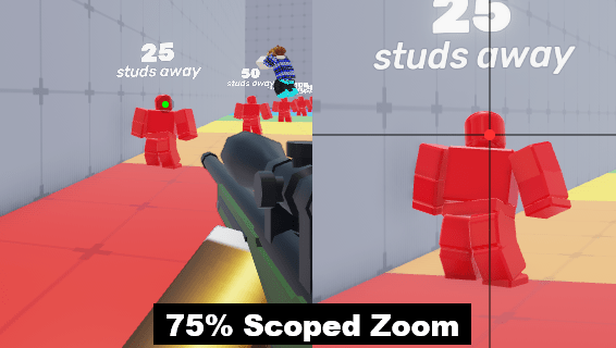 An example of 75% Scoped Weapons zoom in RIVALS