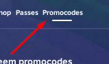 The Promocodes button in SELL YOUR AVATAR