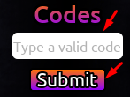 The Codes box and Submit button in Divine Duality Elemental