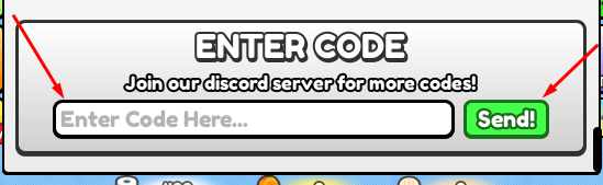 The Enter Code Here... box and Send! button in Skibidi Masters Tower Defense
