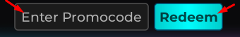 The "Enter Promocode" box and Redeem button in Bus Master