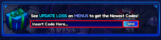 ARISE CROSSOVER enter codes box and send button