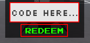 FNAF Battlegrounds enter codes box and redeem button