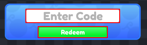 Fruit Fight enter codes box and redeem button