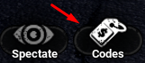 The Codes button in Animatronic Nights