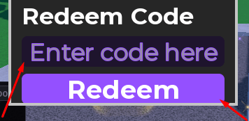 The Enter code here box and Redeem button in Power Legends