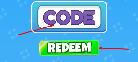CODE box and REDEEM button to redeem codes in Weapon RNG