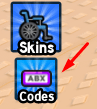 The "Codes" button in Granny Ride