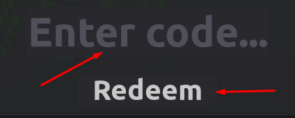 Enter code box and Redeem button to redeem codes in Dreefters