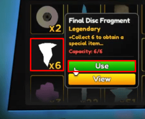 Anime Adventures Final Disc Fragements Use button